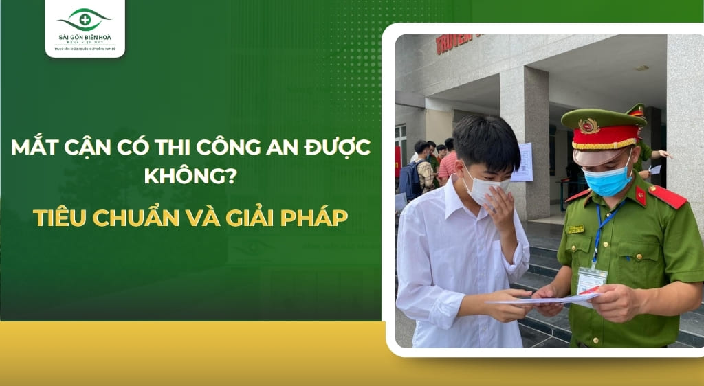 mắt cận có thi công an được không