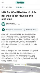 Báo Dân Trí: Bệnh viện Mắt Sài Gòn Biên Hòa tổ chức hội thảo về tật khúc xạ cho sinh viên