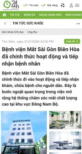Báo 24h: Bệnh viện Mắt Sài Gòn Biên Hòa chính thức hoạt động và tiếp nhận bệnh nhân