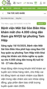 Báo 24h: Bệnh viện Mắt Sài Gòn Biên Hòa khám mắt cho 4.000 công dân tham gia NVQS tại phường Tam Hiệp