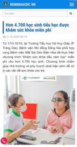 Báo Đồng Nai CDC: Hơn 4.700 học sinh Trường Tiểu học được khám sức khỏe và tầm soát thị lực miễn phí