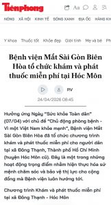 Báo Tiền Phong: Bệnh viện Mắt Sài Gòn Biên Hòa tổ chức khám và phát thuốc miễn phí tại Hóc Môn