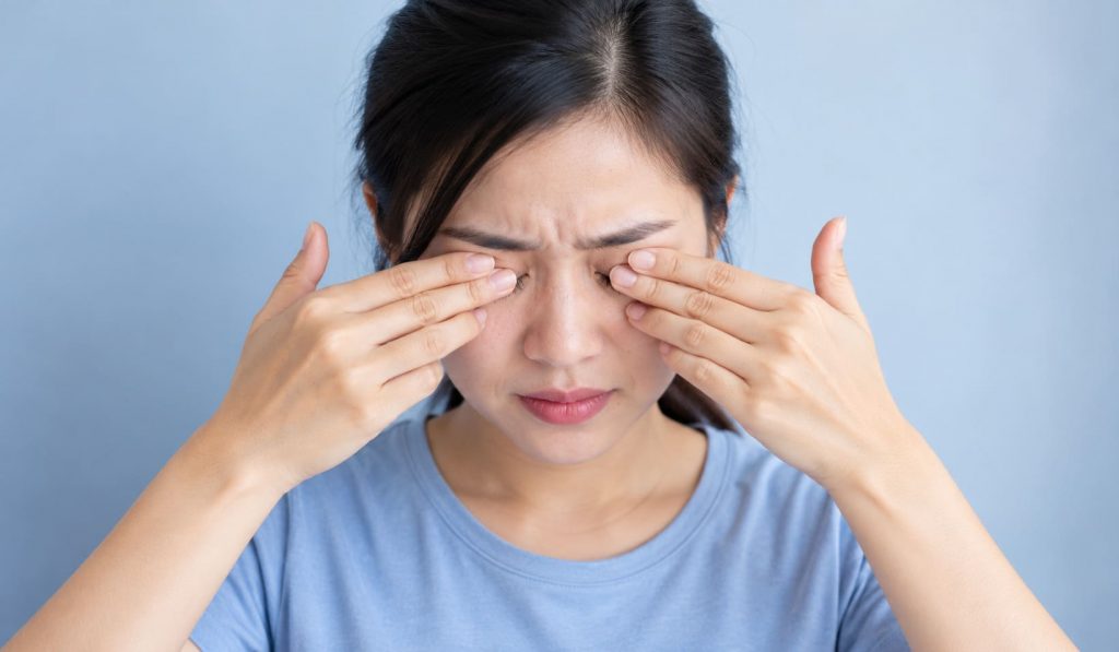 Người bệnh nên hạn chế dùng tay chạm lên mắt để không dính dịch tiết chứa vi khuẩn và gây lây lan cho người khác